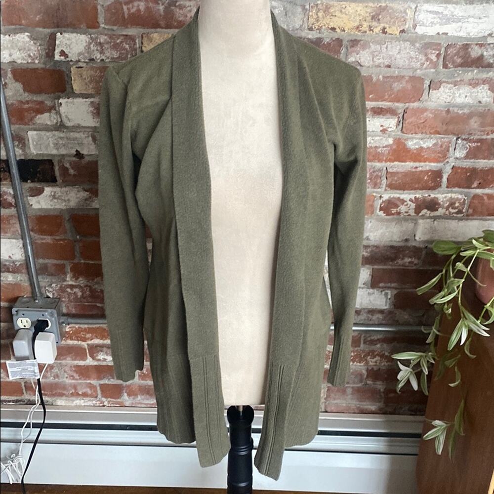 Olive Green Open Front Cardigan Size M